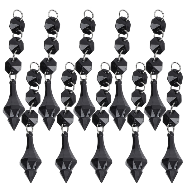 10 kpl kristalliriipus kartiomainen akryylimateriaali Epäsäännöllinen helmillä koristeltu koriste tee-se-itse lampun koristelu musta