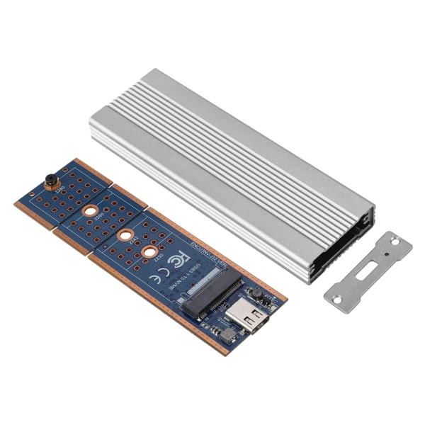 USB3.1–M.2 NVME-kiintolevylaatikko SSD- case NGFF PCIE -tyyppi C-sovitin hopeavalkoinen
