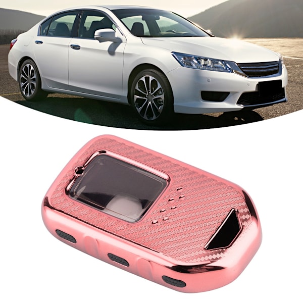 TPU Deksel for bilnøkkel i karbonfiber-stil, beskyttende etui som passer til Honda Accord/Civic/CR-V - Rosa