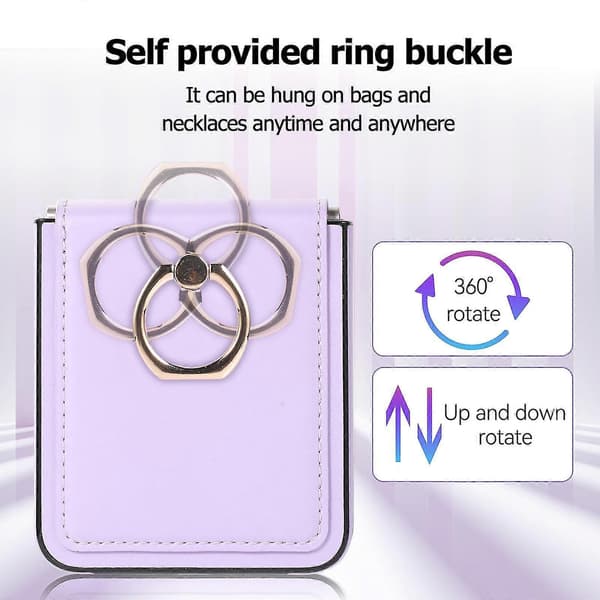 Case Compatible With Galaxy Z Flip 4, Shockproof PU Leather Cover With Ring Holder & Hinge Protection