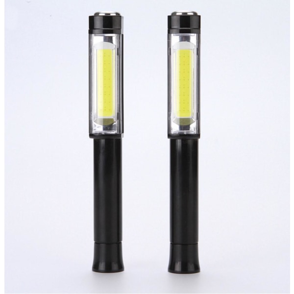 3W LED-inspektionsljus med klämma och magnet, 400 Lumens COB-ficklampa för bilreparation, garage, fiske, nödsituation. Blinkande rött ljus, svart