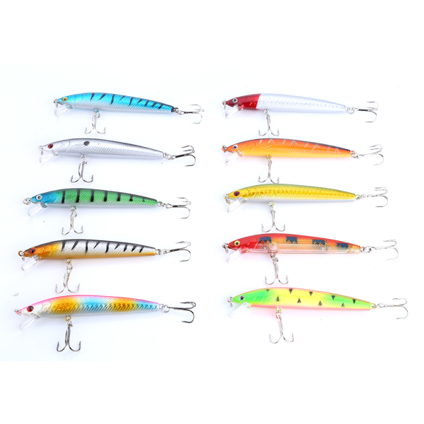 10 st Färgglada Fiskedrag 95mm Crankbaits Vassa Krokar Beten Fiske Tillbehör