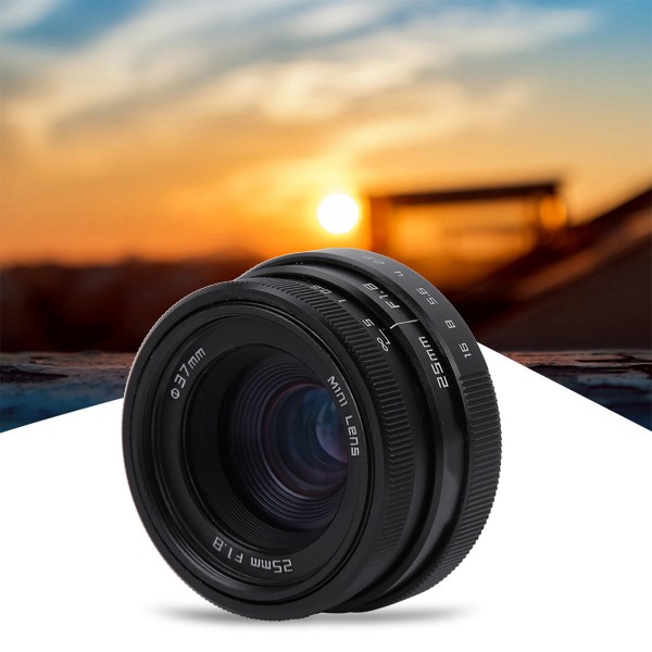 25 mm F1.8 Mini CCTV C-monteret vidvinkelobjektiv til Nikon spejlløst kamera (sort)