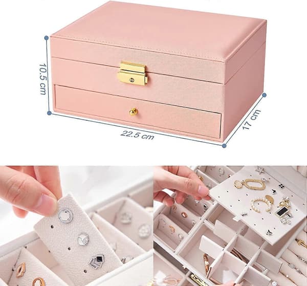 Smykkeskrin Organizer 2 Lag (Rosa)