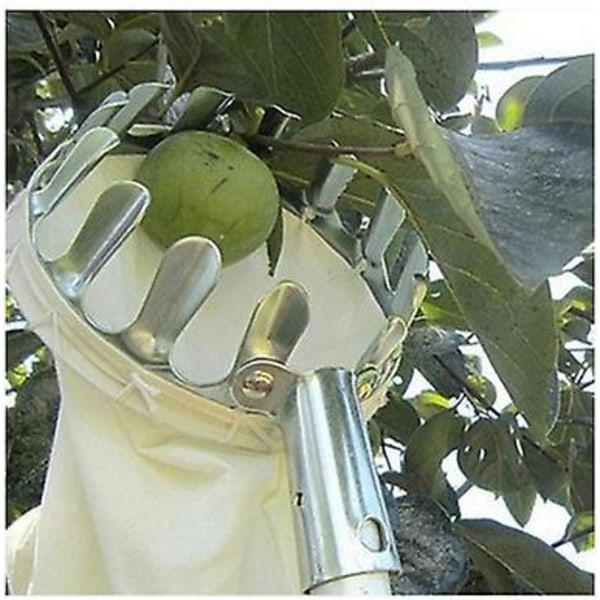 14 cm fruktplockare i stål med linnepåse för enkel skörd, perfekt för äpplen och päron