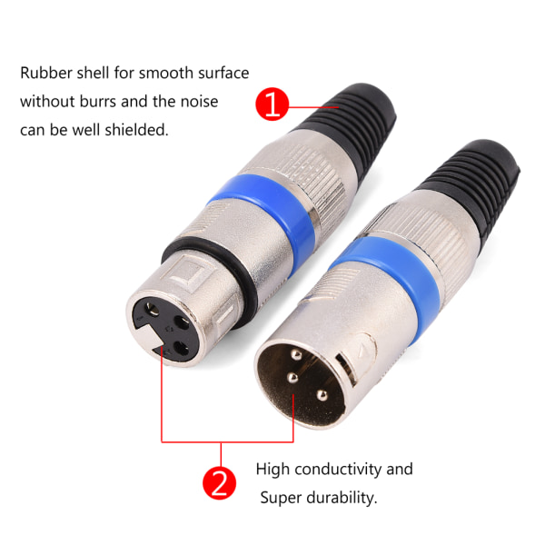 5 par 3 pins XLR mikrofon mikrofon lydkontakt hannplugg hunnkontakt