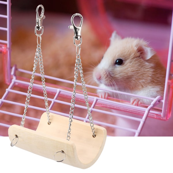 Små dyr Hamster Wood Swing Kjæledyr morsomme hengende leketøy burleker