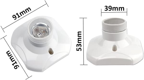 E27 Skruvlampfäste, E27 Lampfot Bas, Edison Skruv E27 Vägguttag, AC 220-250V, Vit, 2-pack