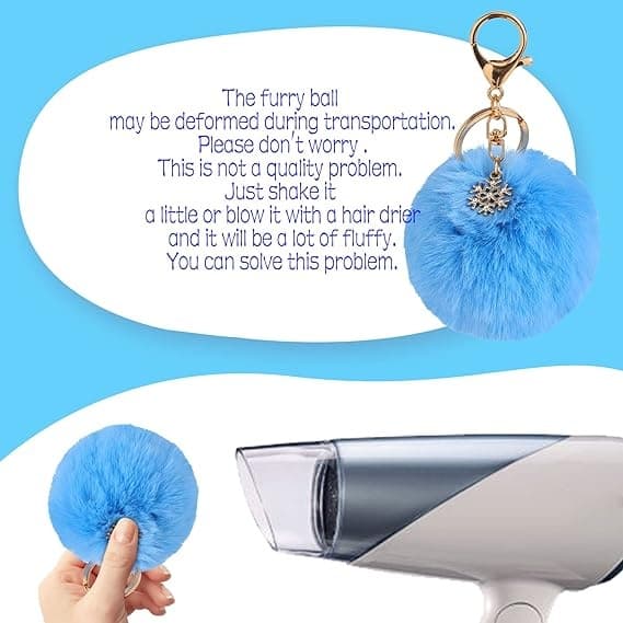 Pom Pom Nøglering Kunstig Pelsbold Nøglering Fluffy Tilbehør Biltaske Charm Lys Pink Grå