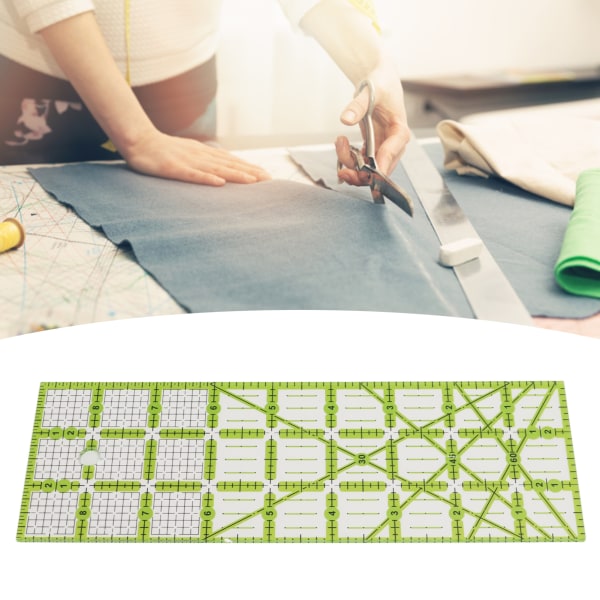 Quiltlinjal Akryl Rektangulär Genomskinlig Enkel hantering Robust Slitstark linjal för hushållssömnad