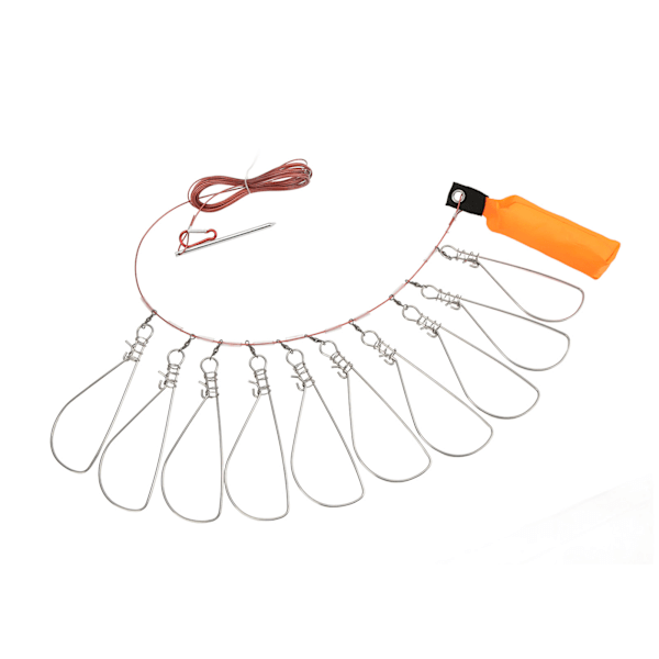Live Fish Lås med skum Float Stick Ståltråd Fiskelås Spänne Fish Stringer Kit för utomhusfiske 10 spännen