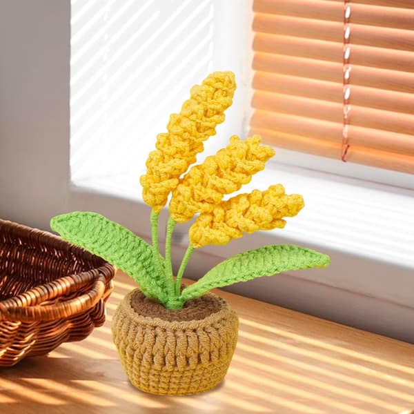 Handvirkad kruklavendel – mini konstgjord lavendel, rustik stil (gul) yellow
