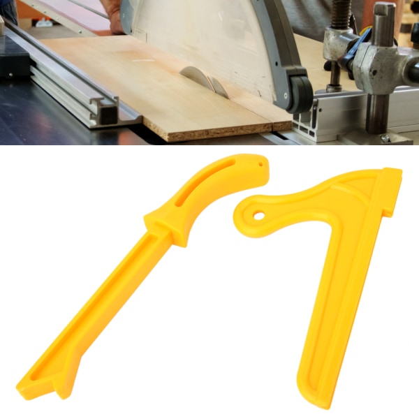2 kpl keltaista muovia 2-in-1 puusahan työntötikku Käytännöllinen turvatyöntöpuuntyöstötyökalu