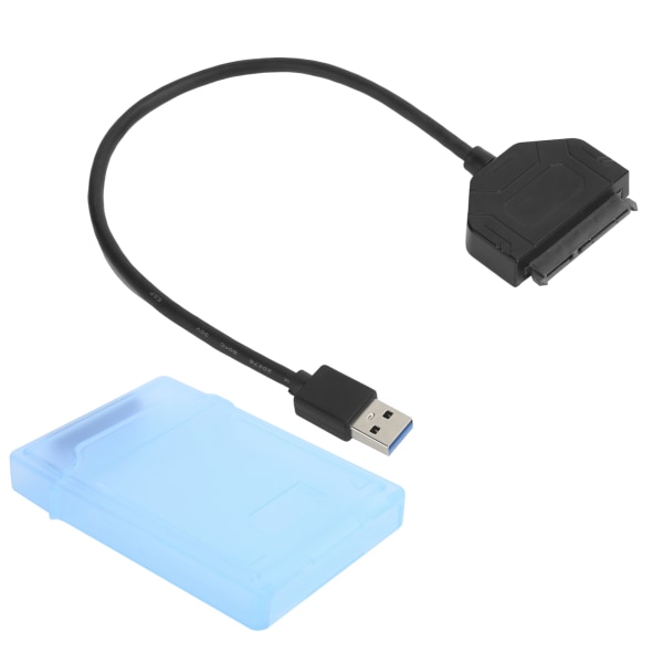 2.5in SATA USB 3.0 Adapter SSD HDD Hårddiskkabel Datortillbehör Skyddsbox (blå)