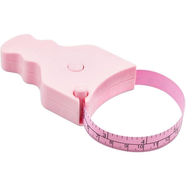 Vartalon mittanauha (vaaleanpunainen) - 150 cm (60"), yhdellä kädellä, kompakti ergonominen muotoilu - kehon mitat painonpudotusta ja lihasten lisäämistä varten