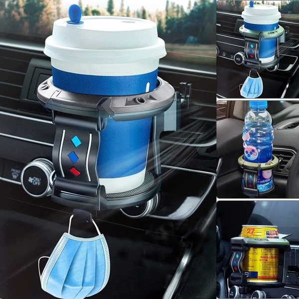 Automukin pidike (vaaleanharmaa), universal juomakuppipidike, monitoiminen automaattinen mukiteline Pulloteline CAN auton tuuletusaukkoon