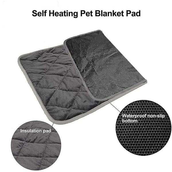 Selvvarmende kæledyrstæppe, termisk måtte til kat og hund, vaskbart tæppe til vinteren, M: 48*70 cm