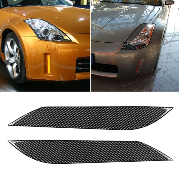 Ett par kolfiberstrålkastare Ögonbryn Ögonlocksklippning passar för Nissan 350Z 2003-2009