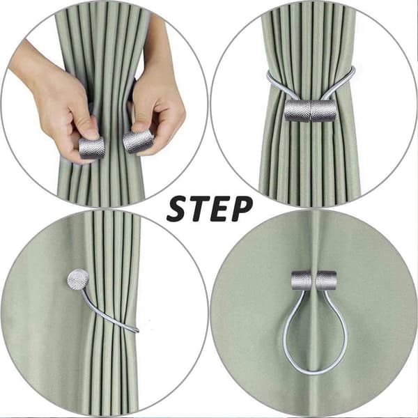 2 sett magnetiske gardinfester, 16 tommers gardinklemmer