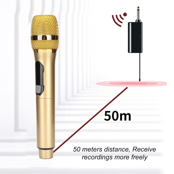 Trådlös handhållen mikrofon med LED-skärm för hemkonferens - Guld
