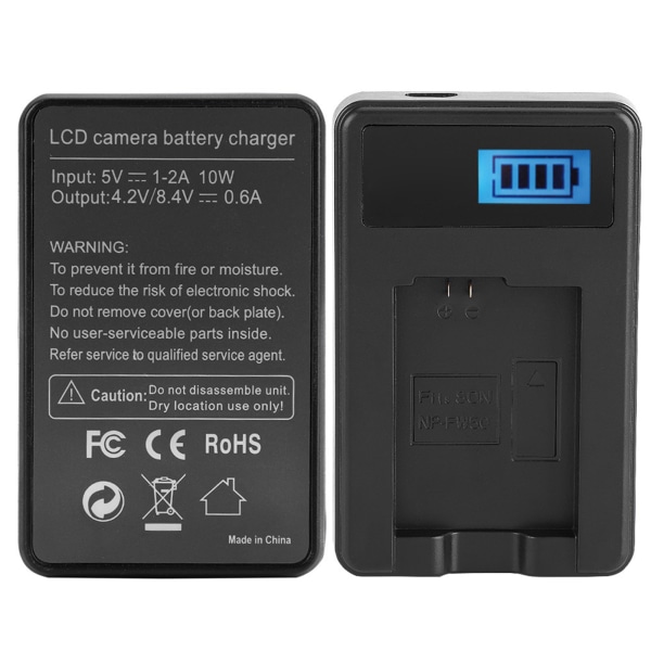 NP-FW50 Batteri LCD Enkel Laddare för Sony Alpha A6000 A6300 A6500 A7r A7