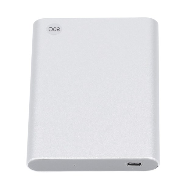 2,5 tommer HDD Ekstern Kabinet Type C USB3.1 Op til 10 Gbps Ultra Tynd Bærbar Ekstern Harddisk Mobil Harddisk til PC Laptop Sølv 80 GB