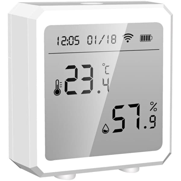 WiFi temperatur- och luftfuktighetssensor smart hem inomhustermometer display datum digital tuya detektor