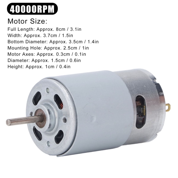 Højt Moment 19 Gear DC Børstemotor - Rustfrit Stålhus, Kobberspole - 40000RPM - Elektrisk Børnebil (1 Styk)