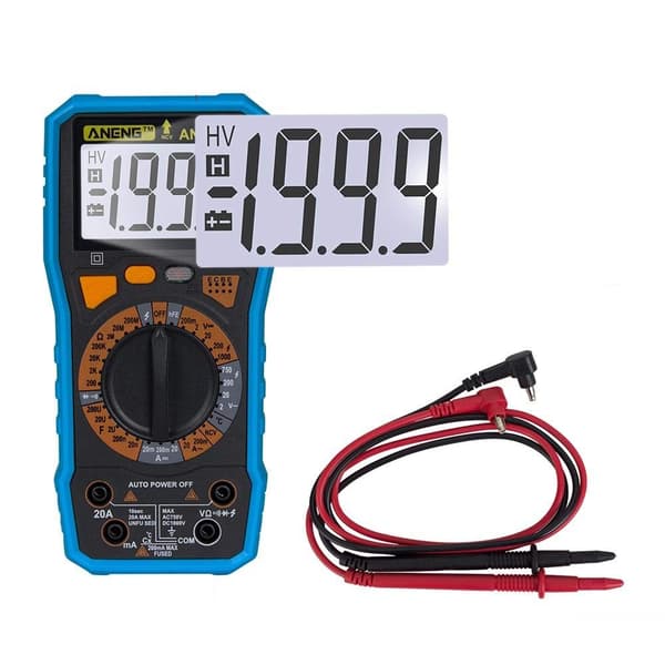 Digital Multimeter LCD AC/DC Amperemeter Resistans Kapacitans Testare - Blå