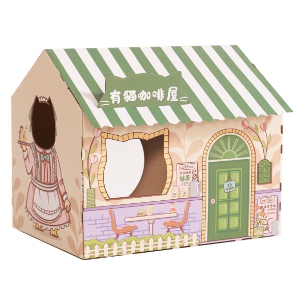 Cardboard Cat House Turvallinen, terveellistä kulutusta kestävä kannettava kissan leikkimökki kissanminttulla kissoille Coffee House