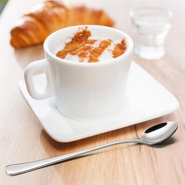 Latte-skeer, sæt med 4 lange skeer, kaffeskeer i rustfrit stål, teske ideel til lattekaffe, espresso
