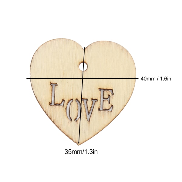 50 kpl Love Heart -muotoisia puulastuja Tasaisemmat pinnat Ihanan muotoiset tee-se-itse puiset napit kodin sisustukseen askartelulahjat