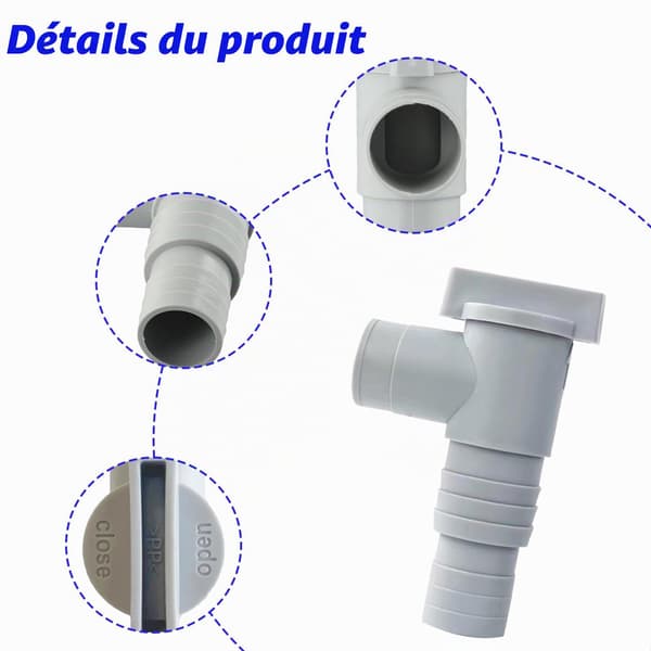 set med 2 poolavstängningsventiler (32 mm till 38 mm), adapter för poolslang