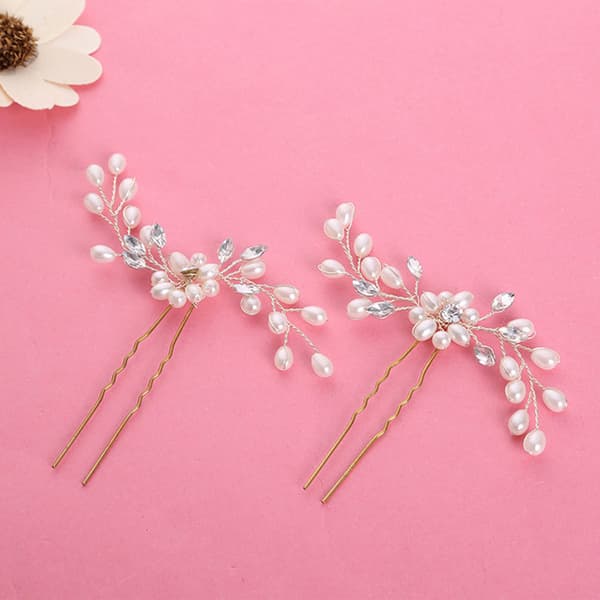 Bryllupshårnåler - 3 stk. Mote Retro Elegant Dame Perle Rhinestone Hårtilbehør