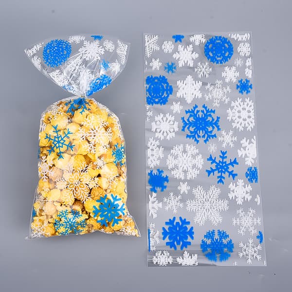 Cellofan Blå och Vit Snöflinga Julkalaspåsar, 20 Stycken