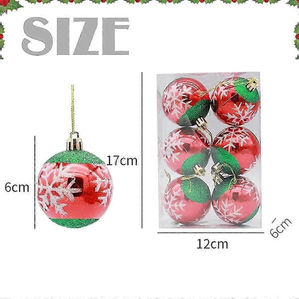 6 stk 6 cm glitterkule julepynt i plast til blomsterfester