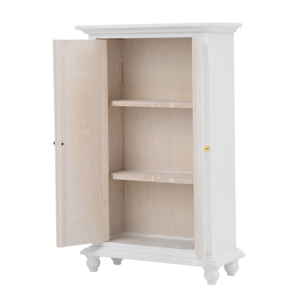 Miniatyr dukkehus garderobe Hvit tre dobbel dør husholdningsskap