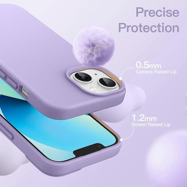 Silicone Case Compatible with iPhone 13 6.1 inch, Silky Soft Full Body Protective Case, Shockproof Cover with Microfiber Lining (Light Purple)