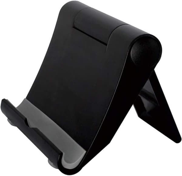 Sort bærbar telefonholder til skrivebord, foldbart telefonstativ 360° justerbar smartphoneholder til iPhone og Android-telefon