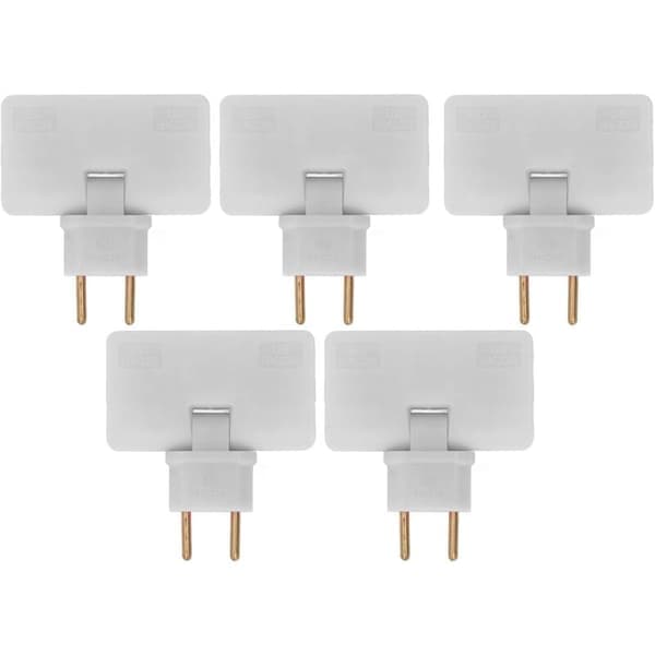 5 stk. flate trådløse stikkontaktadaptere, 180° rotasjon, 1-til-3 EU-plugg, 110-250V, bak møbler