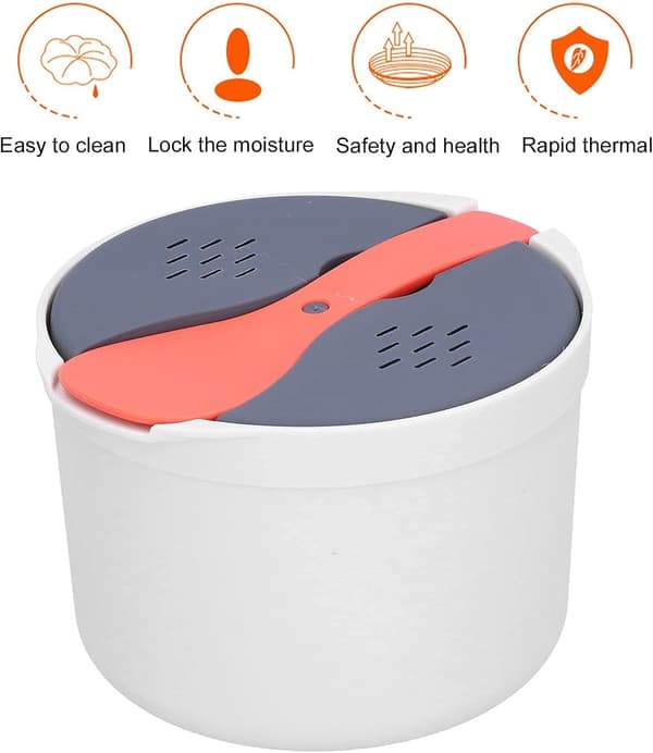 Mikrobølge Ris Koger, 2L Risdamper & Pasta Koger med Si, 2-Lags Mikrobølge Grøntsagsdamper Non-stick (Orange) Orange