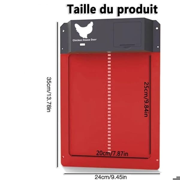 Automatisk dörr - LARGEIGHT - hönshus - ljussensor - vattentät - batteridriven induktion