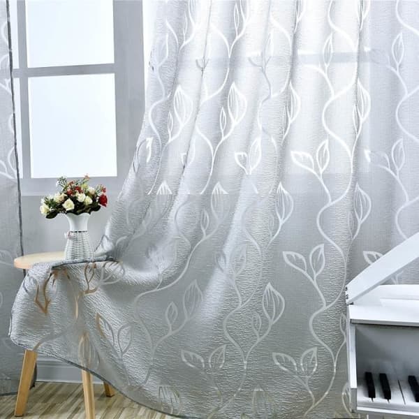 Skir gardin - Grå folie - 100 x 250 cm - Polyester - Öljetter Gris