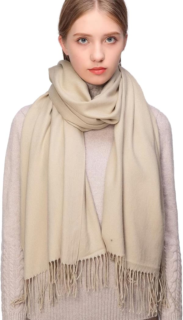 Dame Tørklæder Pashmina Sjaler og Slå-om til Bryllup Tørklæder til Kvinder Vinter beige