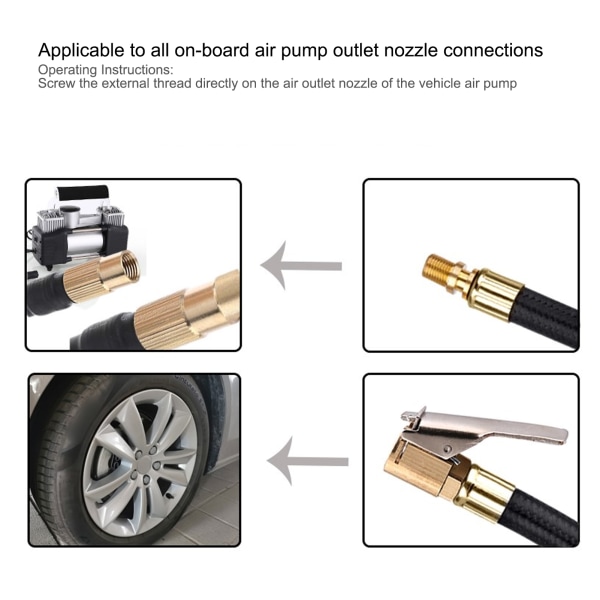 Forlengelsesrør for pumpeslange for rask dekkpumping - kompatibel med bil, motorsykkel og sykkel (amerikansk ventil)