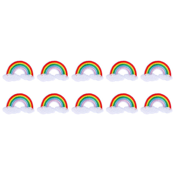 10 stk Farverig klud Patch Sky Regnbuemønster Broderi Applikation Dekoration Supplies