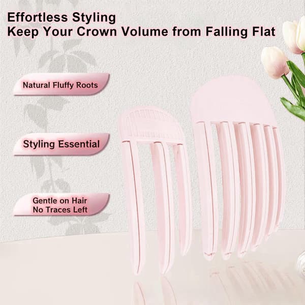 2-pack Locktänger, Hårfästes Locktänger, Fluffig Lugglyftare och Hög Krona Hårstyler (Rosa)