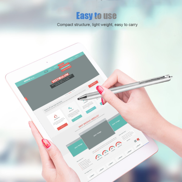 Stylus med stoffhode for Samsung Tab/LG/Huawei/Xiaomi smarttelefoner og nettbrett for iPad 2018 (Sølv)