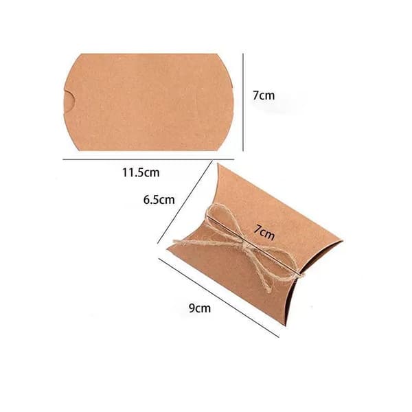 Kuddaskar - 50 Presentaskar med Snöre - Mini Presentaskar av Kraftpapper (8,9 x 6,4 x 2,5 cm)