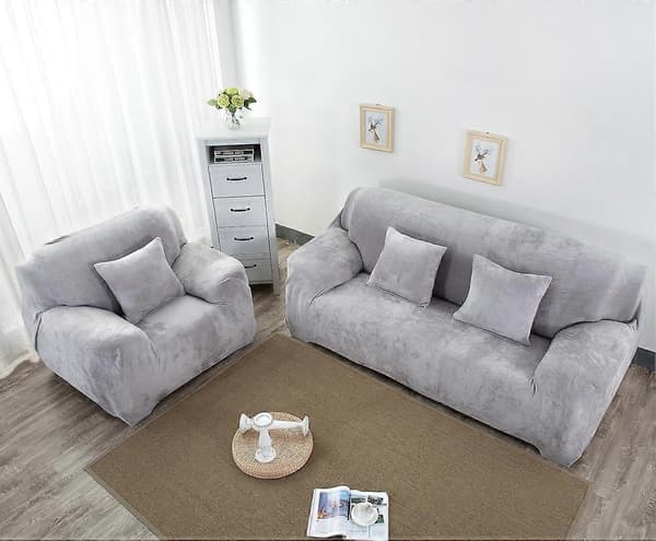 1-delt plysj stretch Loveseat sofatrekk med elastisk bunn Mykt, luftig sofatrekk for 2-seters sofa Møbelbeskyttelse for barn